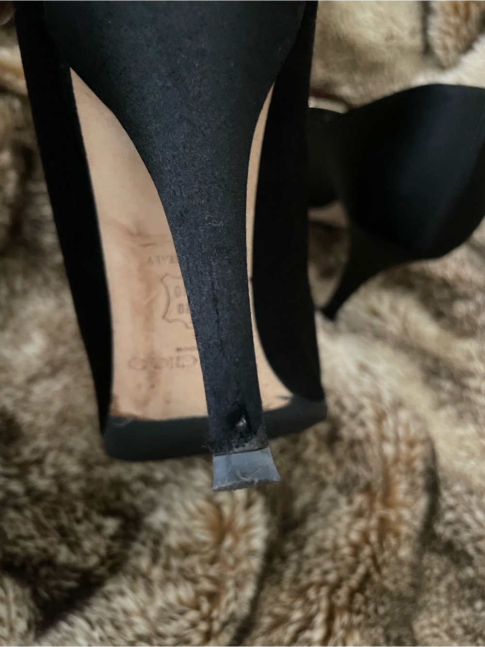Jimmy Choo Black Satin Pumps with Gold & Red Embellishment - Picture 5 of 6